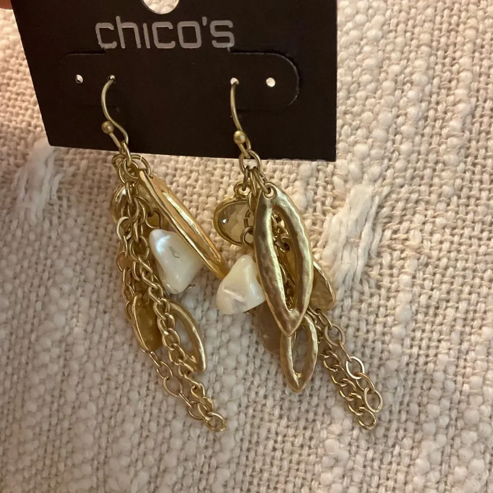 0206-Chico's Gold‎ Dangle Earrings